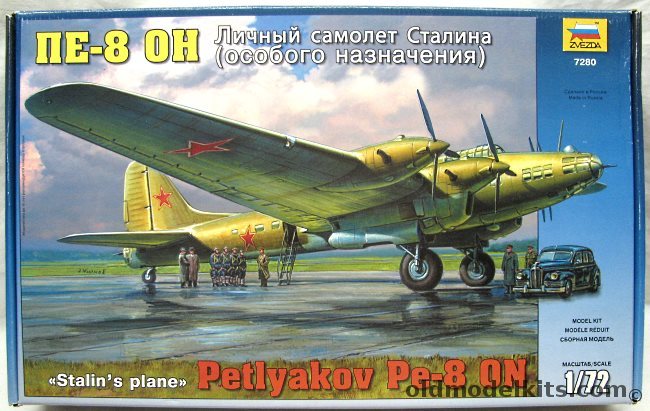 Zvezda 1/72 Petlyakov Pe-8 ON - Stalin's Aircraft - USSR, 7280 plastic model kit